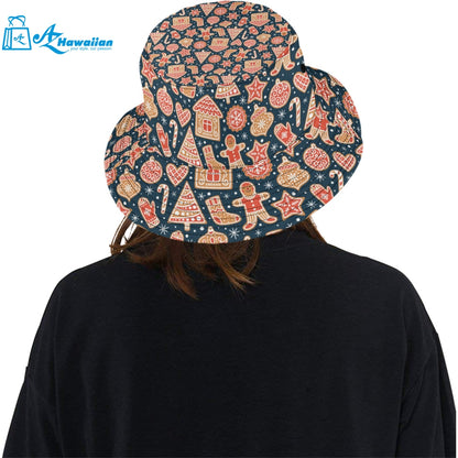 Christmas gingerbread cookie pattern Unisex Bucket Hat