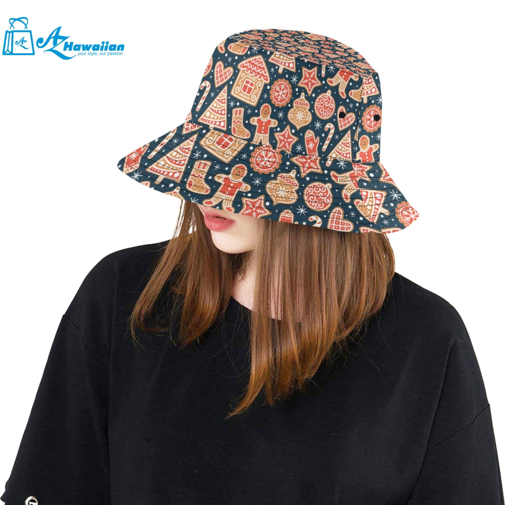 Christmas gingerbread cookie pattern Unisex Bucket Hat