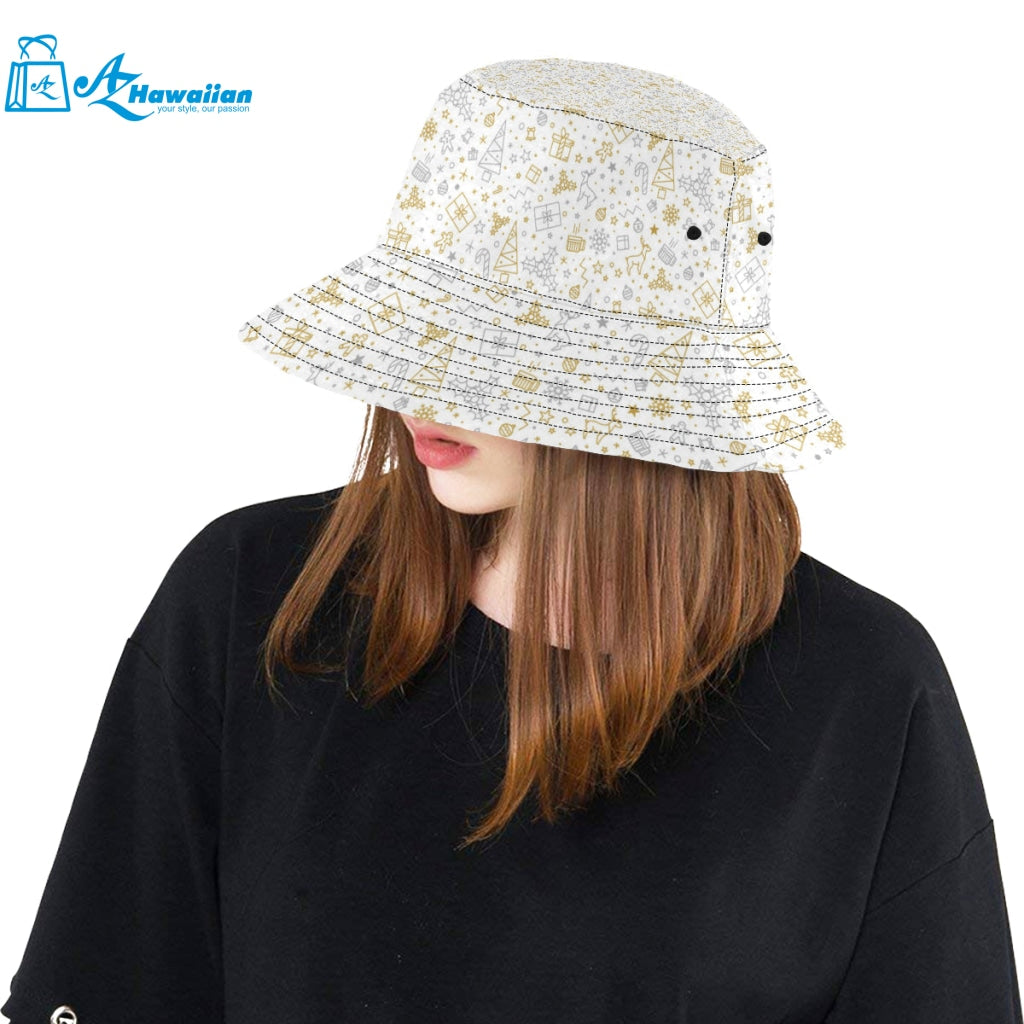 Christmas tree Christmas element Silver gold patte Unisex Bucket Hat