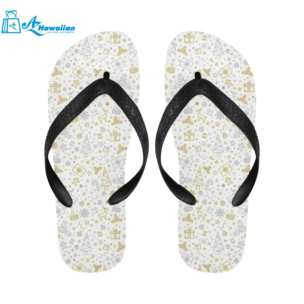 Christmas tree Christmas element Silver gold patte Unisex Flip Flops