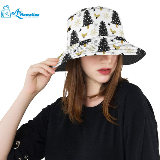 Christmas tree holly snow star pattern Unisex Bucket Hat