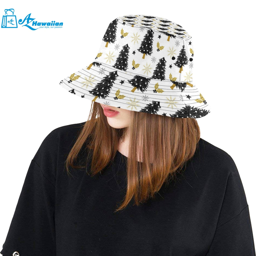 Christmas tree holly snow star pattern Unisex Bucket Hat