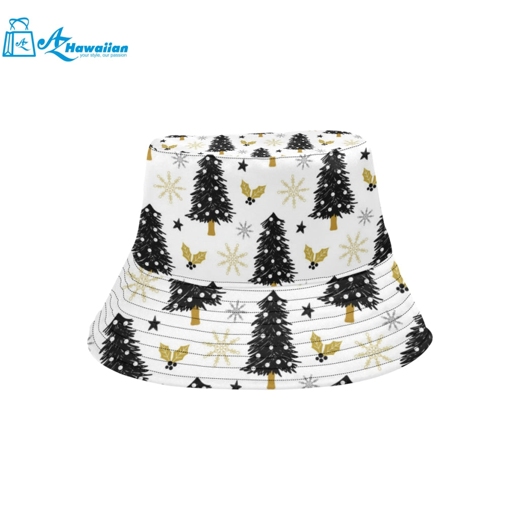 Christmas tree holly snow star pattern Unisex Bucket Hat