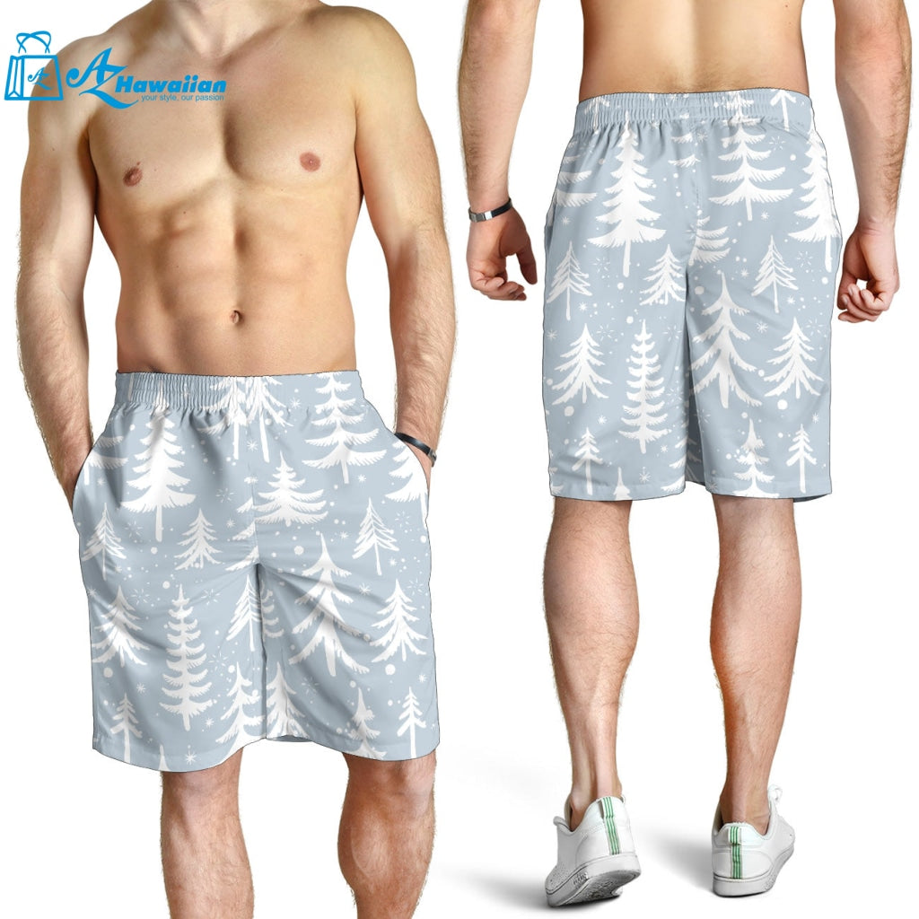 Christmas Tree Winter Forest Pattern Men Shorts