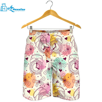 Clock Butterfly Pattern Men Shorts