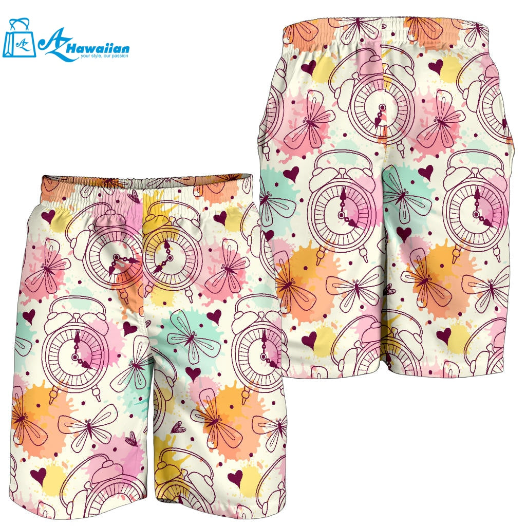 Clock Butterfly Pattern Men Shorts