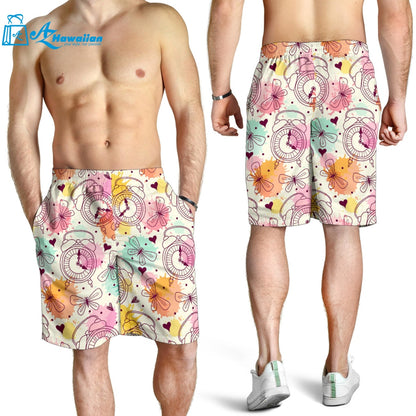 Clock Butterfly Pattern Men Shorts