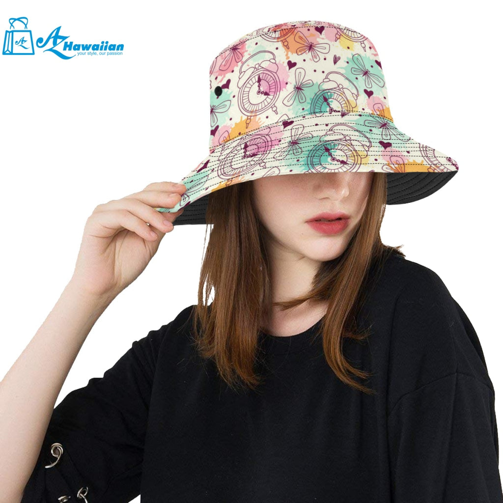 Clock butterfly pattern Unisex Bucket Hat