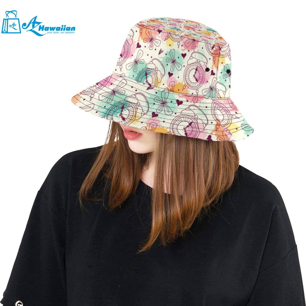 Clock butterfly pattern Unisex Bucket Hat