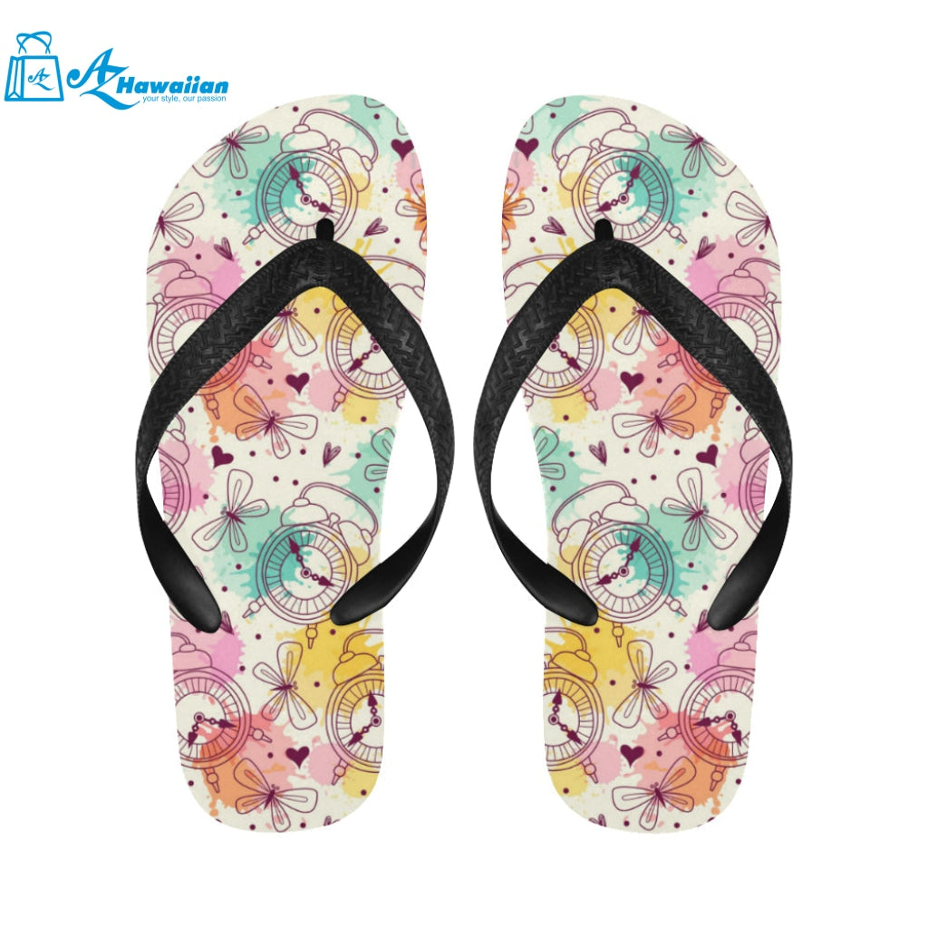 Clock butterfly pattern Unisex Flip Flops