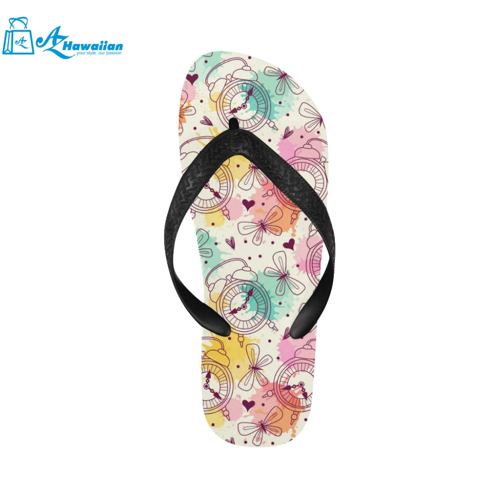 Clock butterfly pattern Unisex Flip Flops