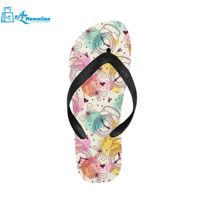 Clock butterfly pattern Unisex Flip Flops