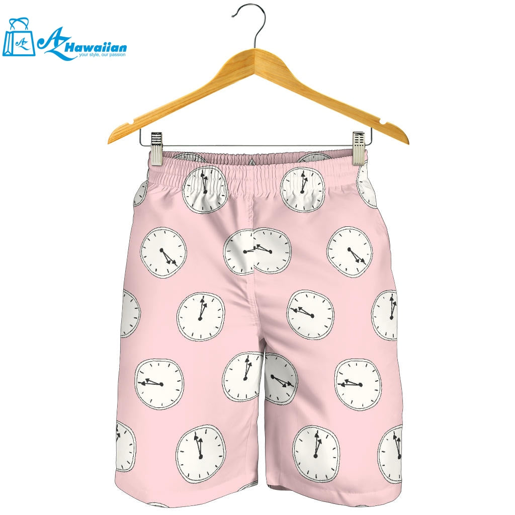 Clock Pattern Pink Blackground Men Shorts