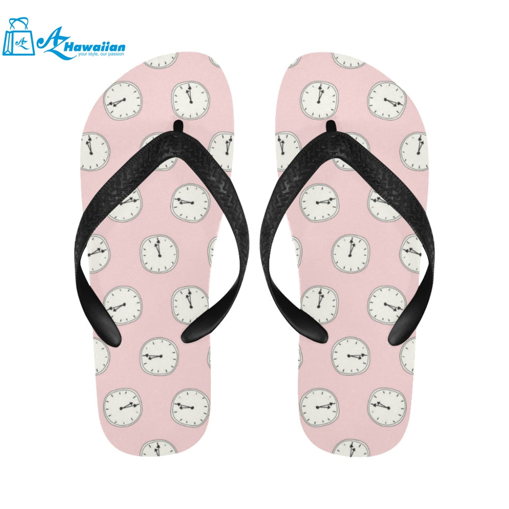 Clock pattern pink blackground Unisex Flip Flops