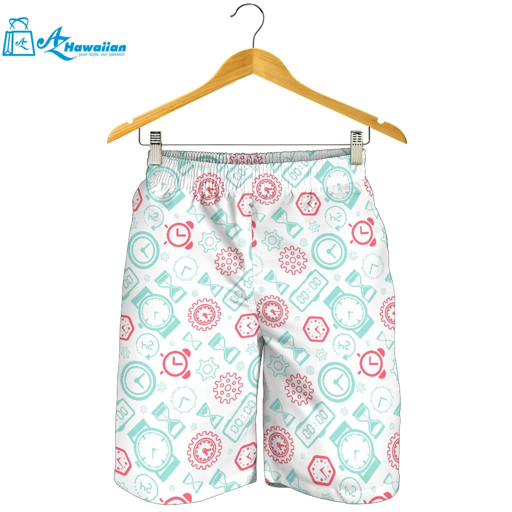 Clock Time Pattern Blackground Men Shorts