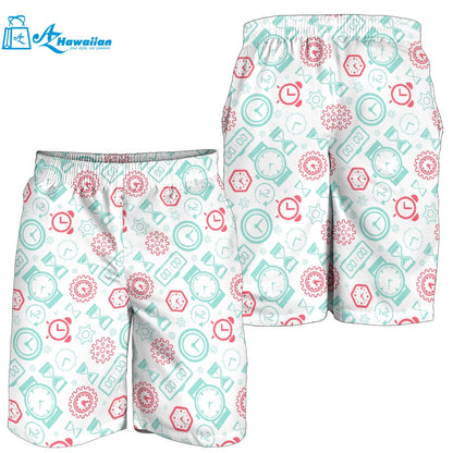 Clock Time Pattern Blackground Men Shorts