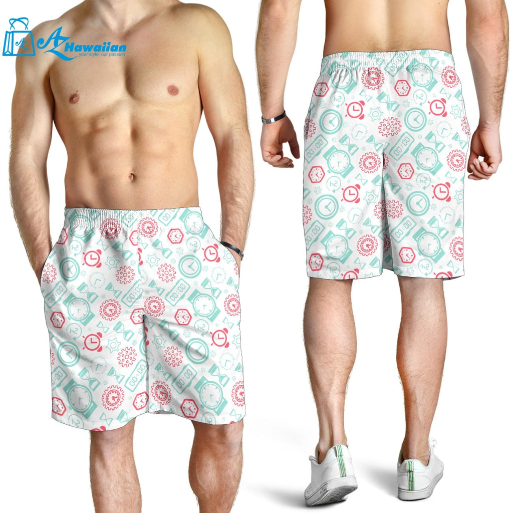 Clock Time Pattern Blackground Men Shorts