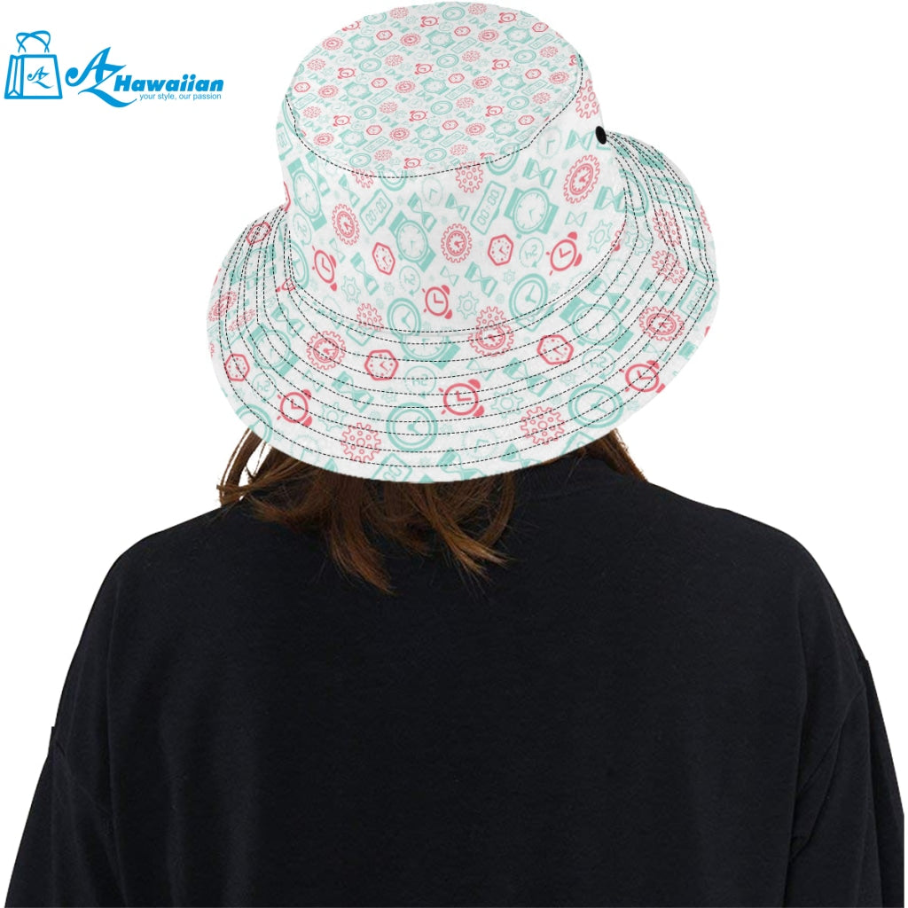 Clock time pattern blackground Unisex Bucket Hat