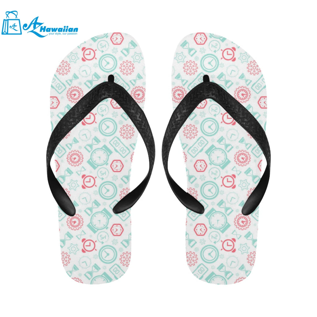 Clock time pattern blackground Unisex Flip Flops