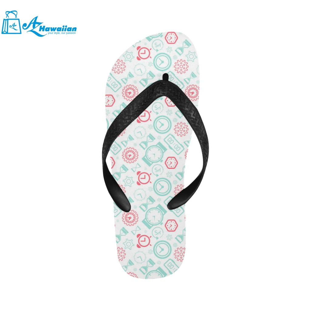 Clock time pattern blackground Unisex Flip Flops