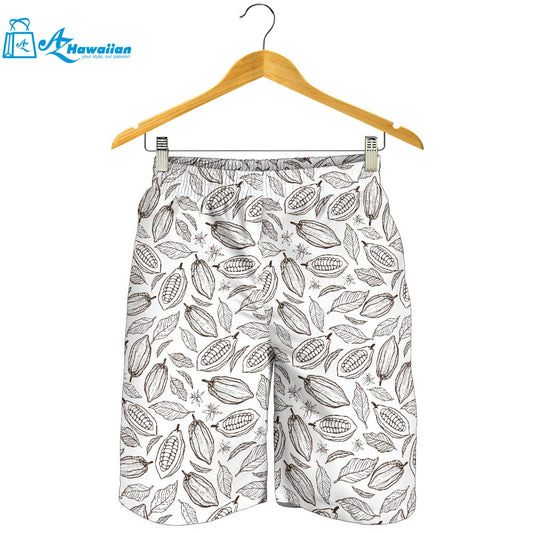 Cocoa Beans Leaves Pattern Men Shorts