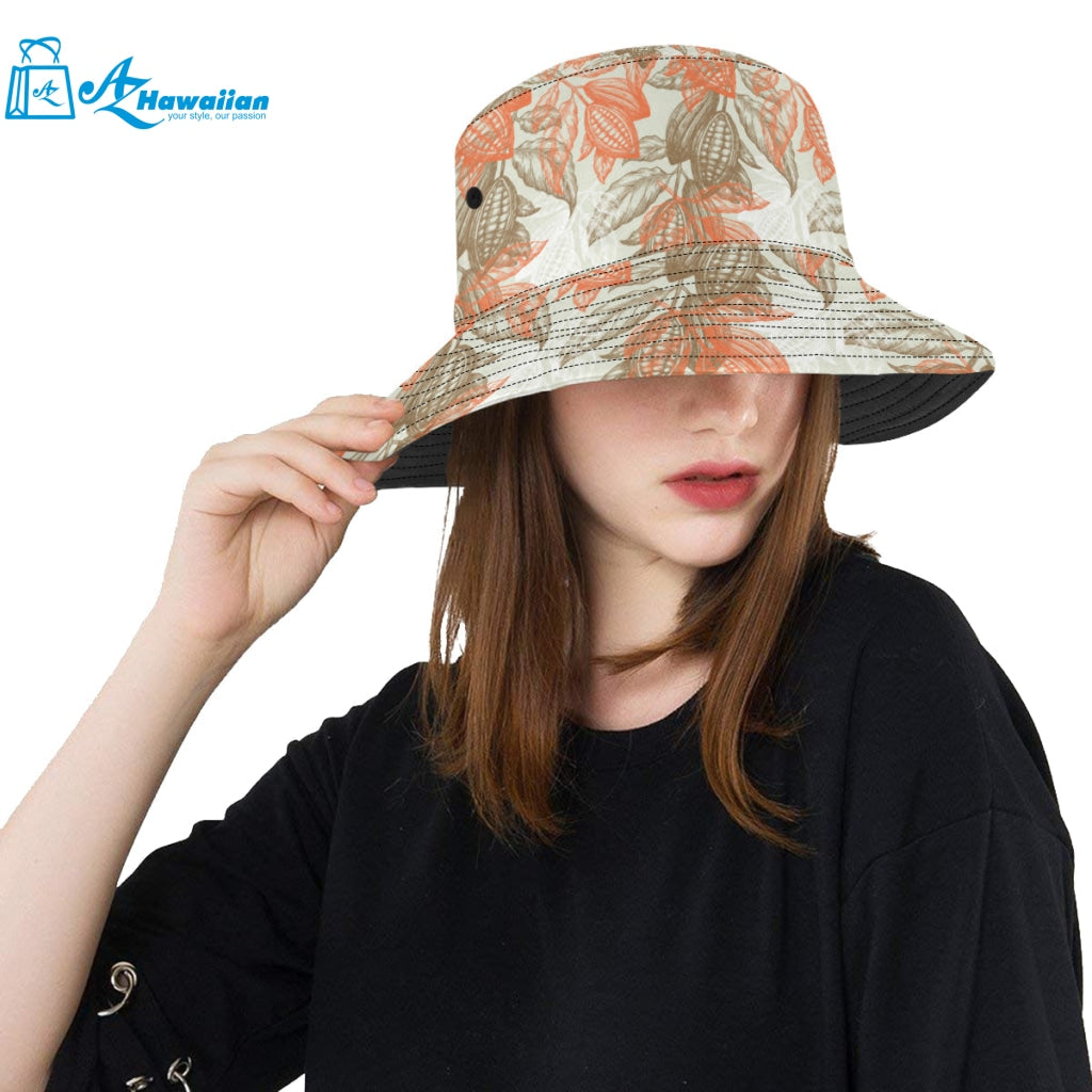 Cocoa beans Cocoa tree pattern Unisex Bucket Hat