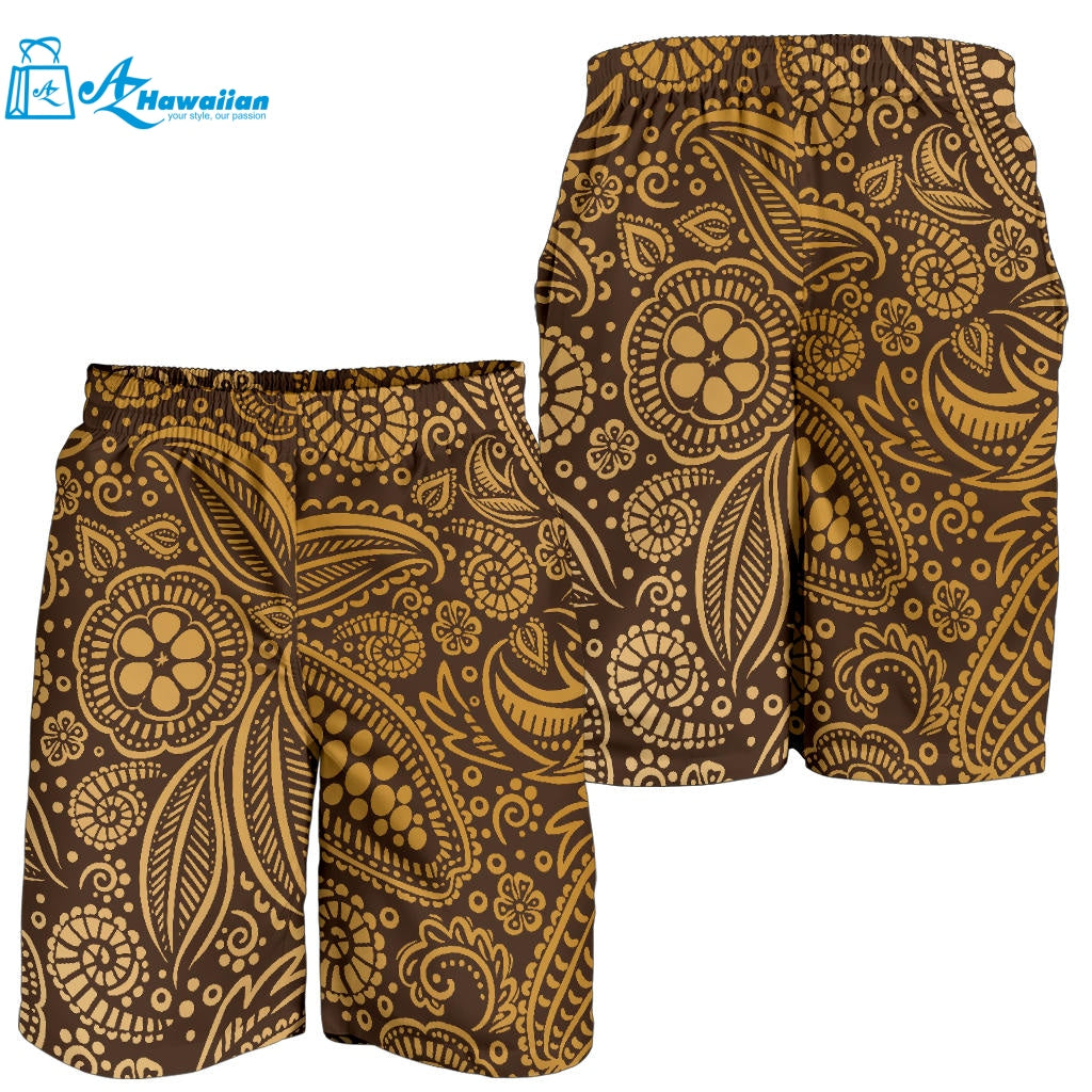 Cocoa Beans Tribal Polynesian Pattern Background Men Shorts