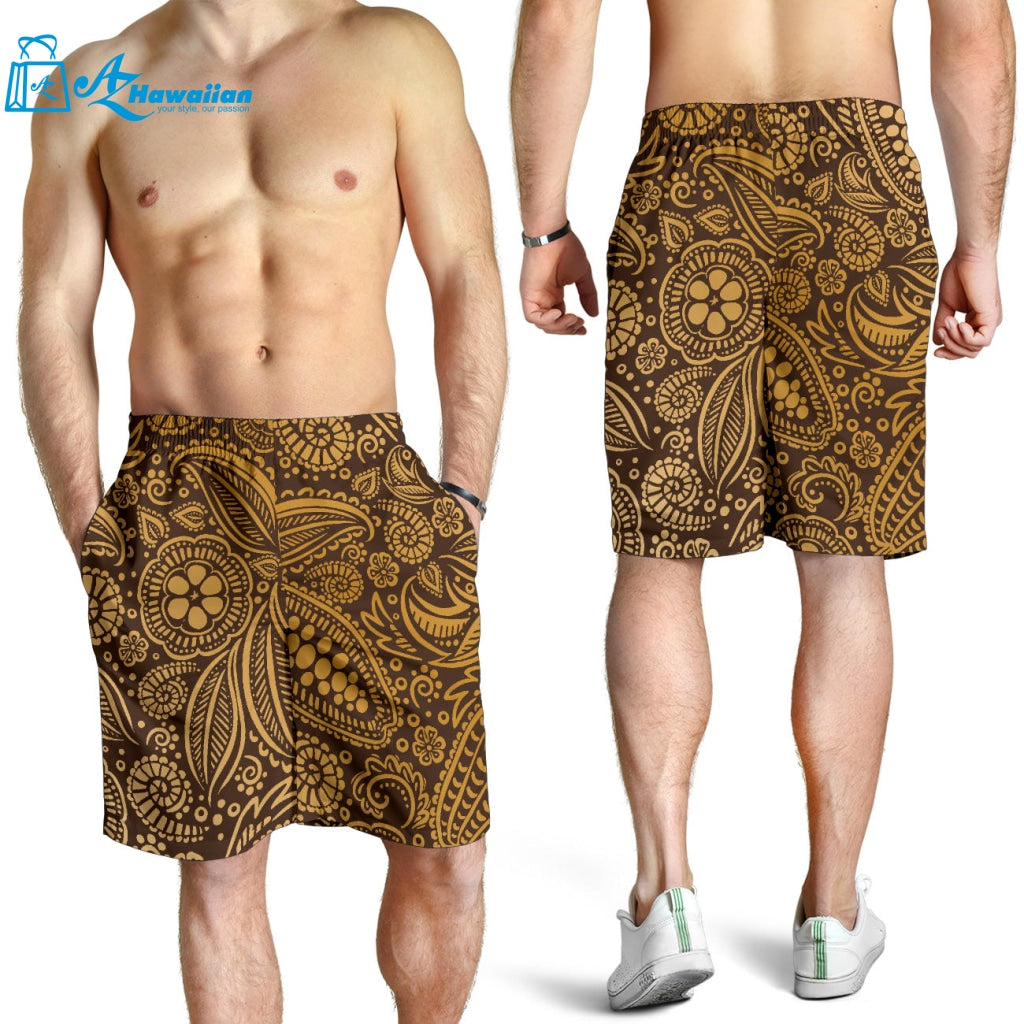 Cocoa Beans Tribal Polynesian Pattern Background Men Shorts