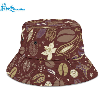 Coffee bean flower pattern Bucket Hat Pillow