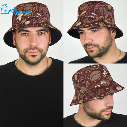 Coffee bean flower pattern Bucket Hat Pillow