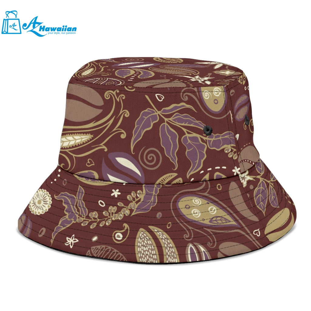 Coffee bean flower pattern Bucket Hat Pillow