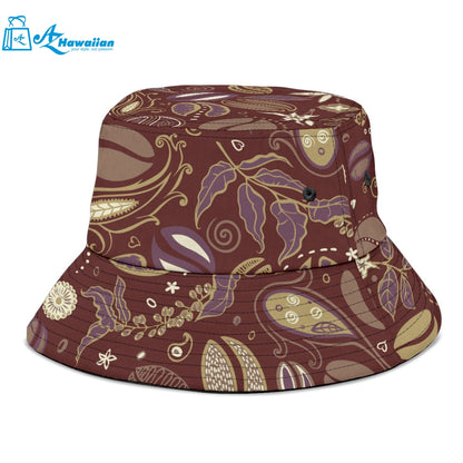 Coffee bean flower pattern Bucket Hat Pillow