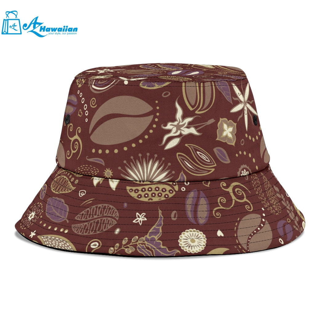 Coffee bean flower pattern Bucket Hat Pillow