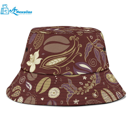 Coffee bean flower pattern Bucket Hat Pillow