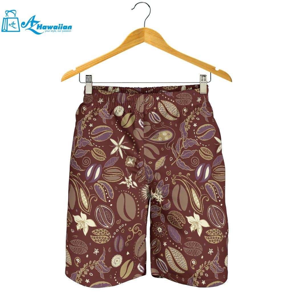 Coffee Bean Flower Pattern Men Shorts