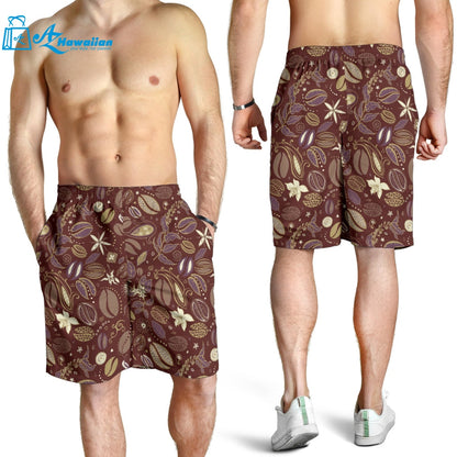 Coffee Bean Flower Pattern Men Shorts