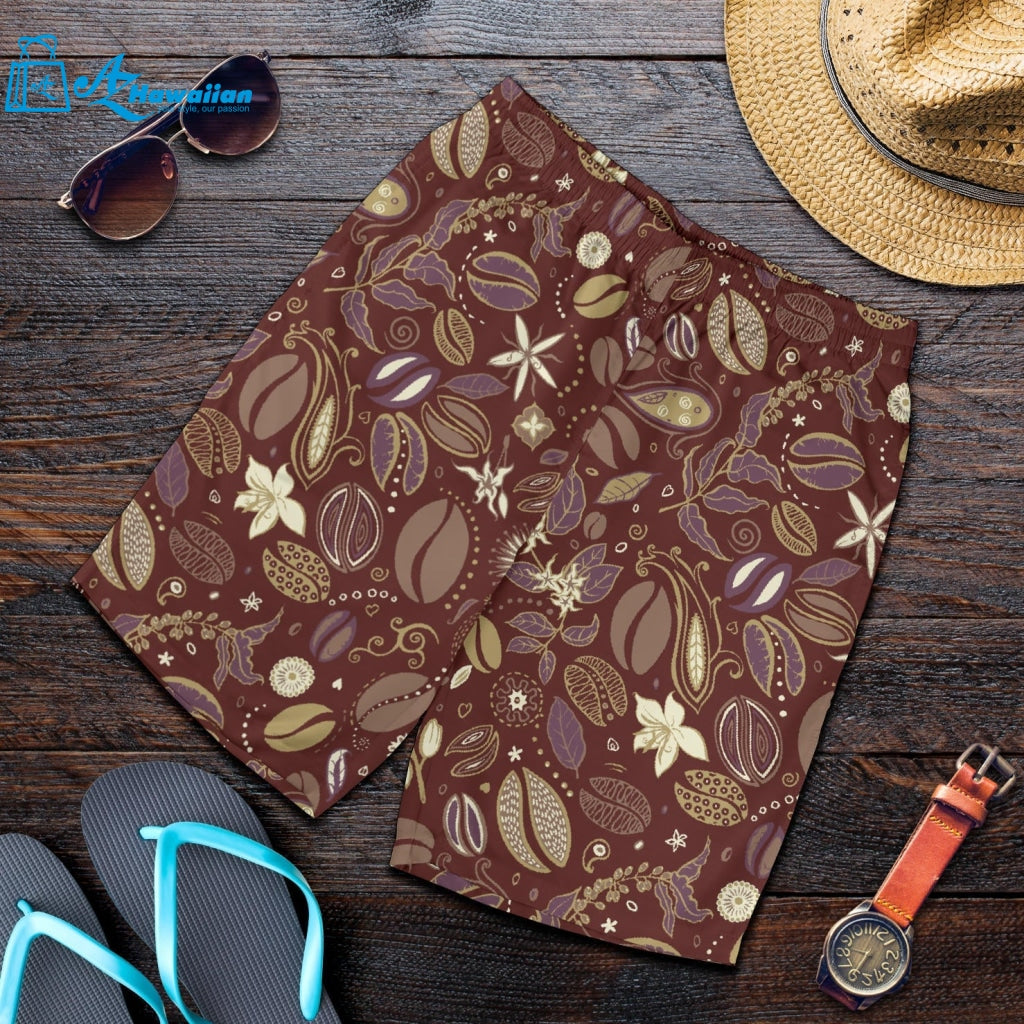 Coffee Bean Flower Pattern Men Shorts