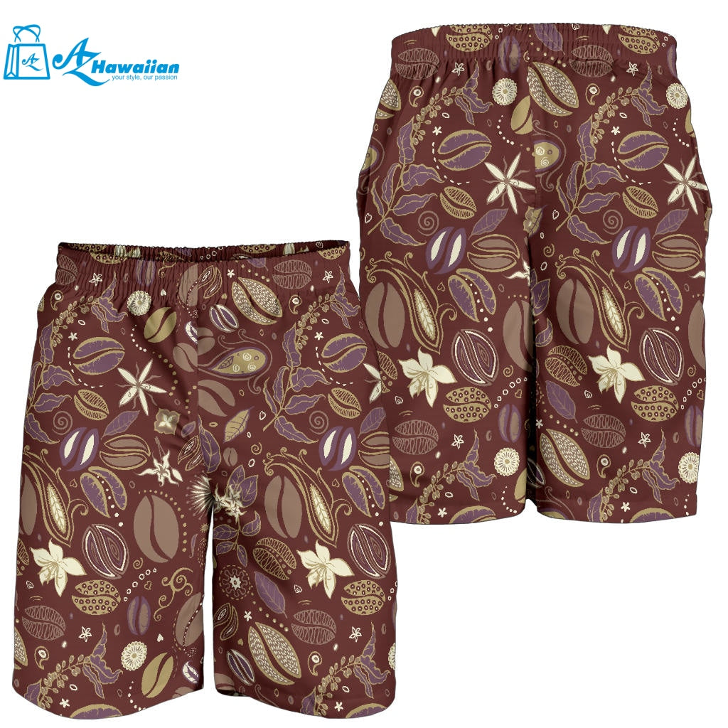 Coffee Bean Flower Pattern Men Shorts