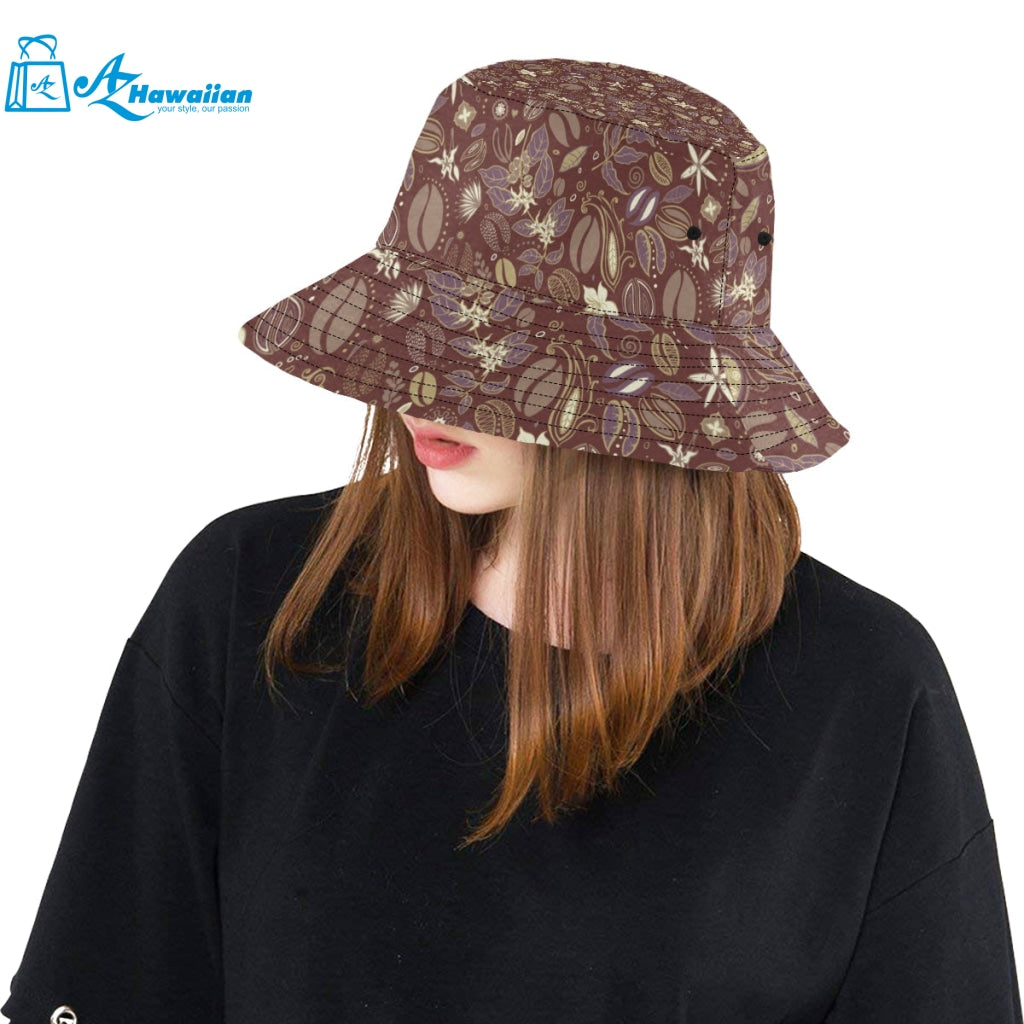 Coffee bean flower pattern Unisex Bucket Hat