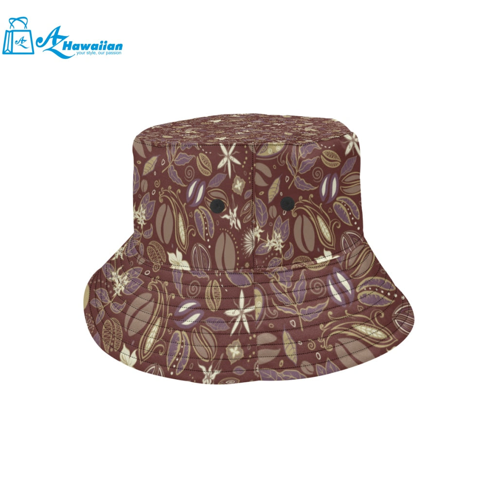 Coffee bean flower pattern Unisex Bucket Hat