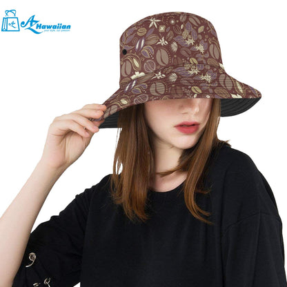 Coffee bean flower pattern Unisex Bucket Hat