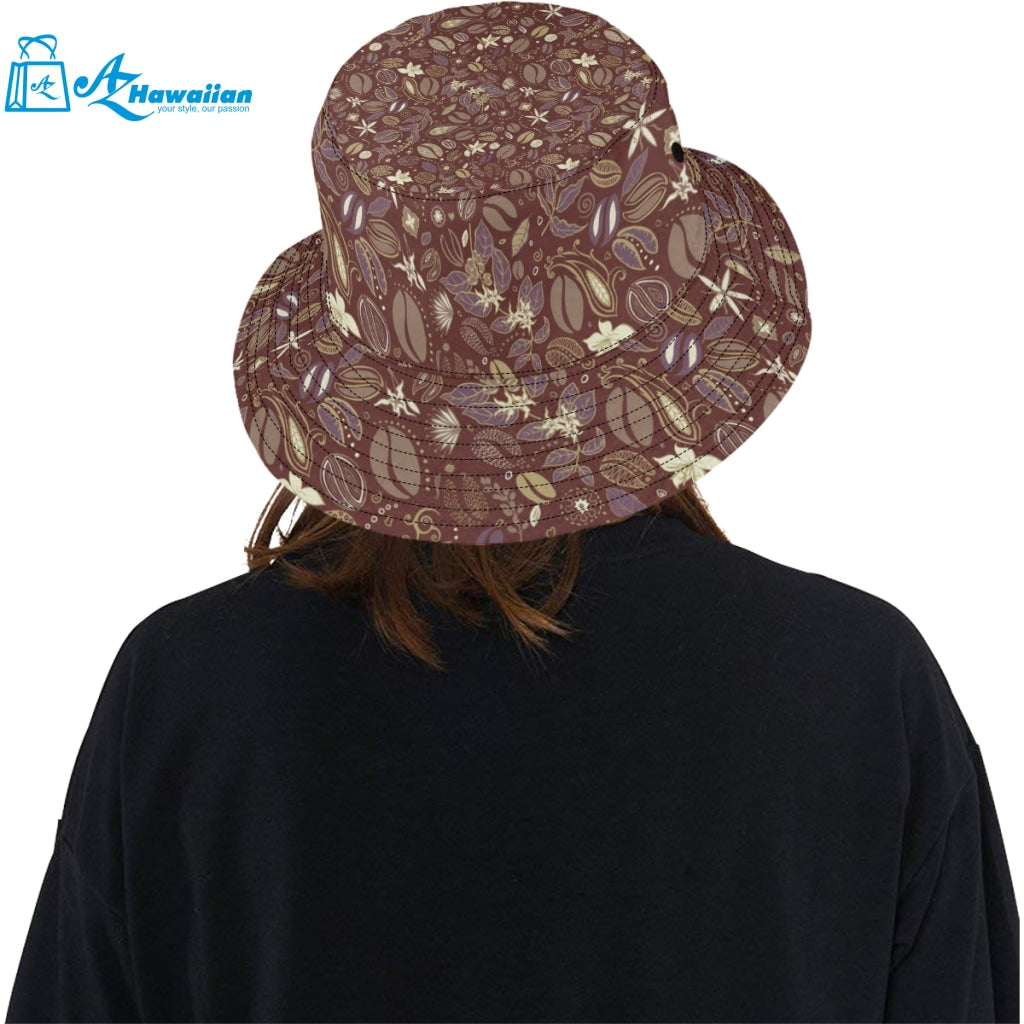 Coffee bean flower pattern Unisex Bucket Hat