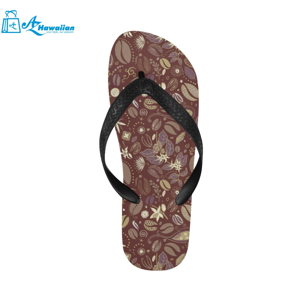 Coffee bean flower pattern Unisex Flip Flops