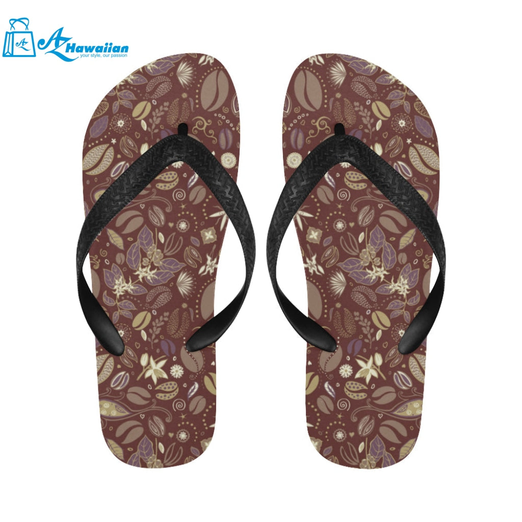 Coffee bean flower pattern Unisex Flip Flops