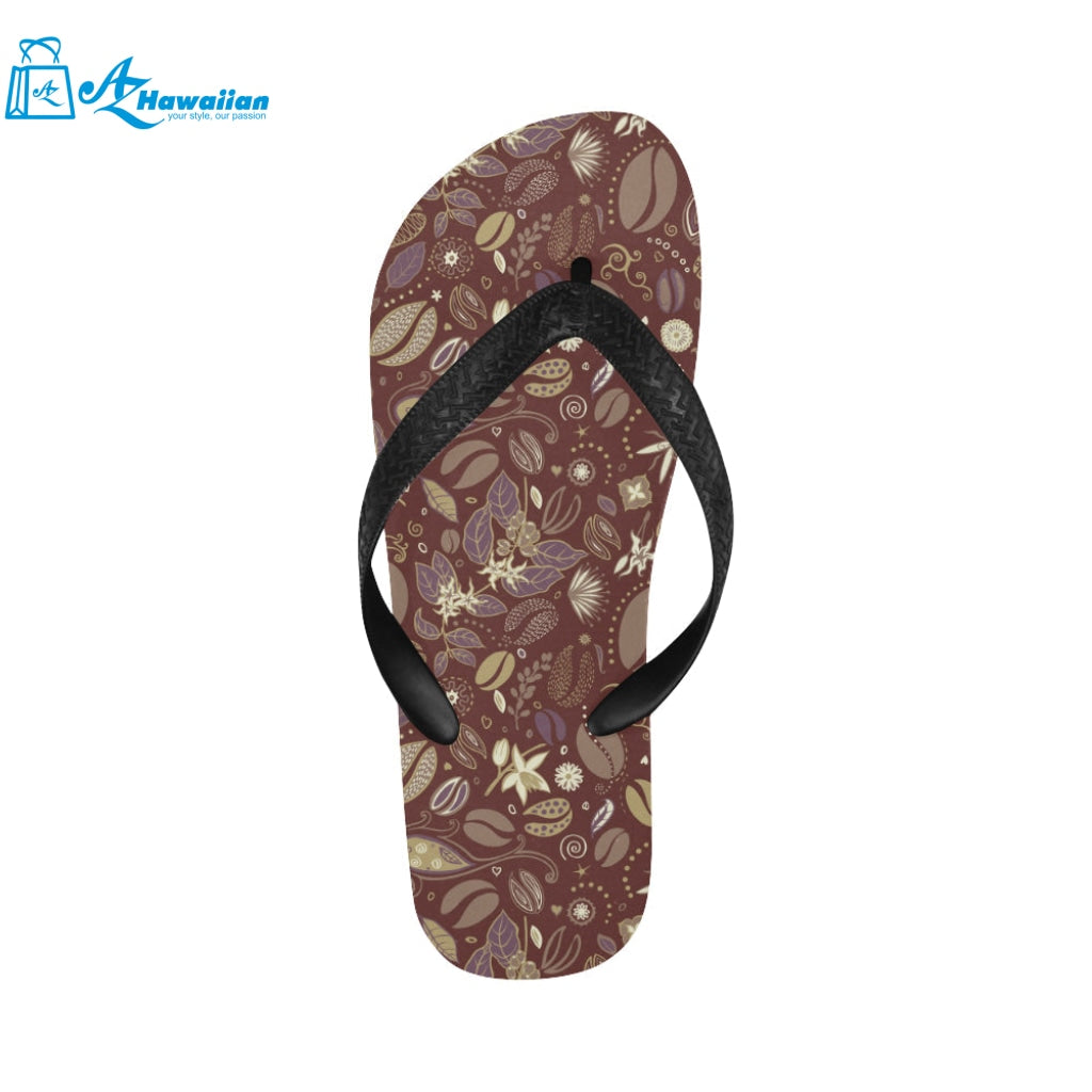 Coffee bean flower pattern Unisex Flip Flops