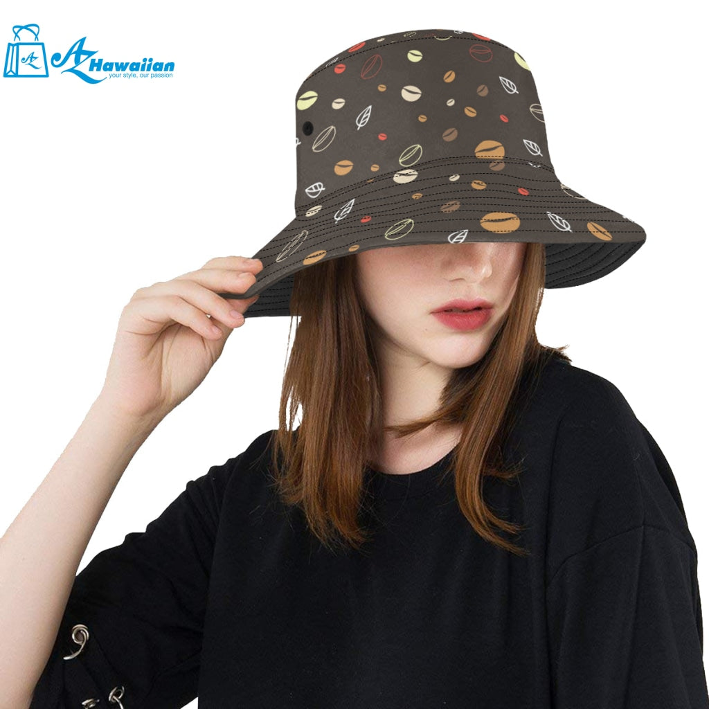 Coffee bean leave pattern Unisex Bucket Hat