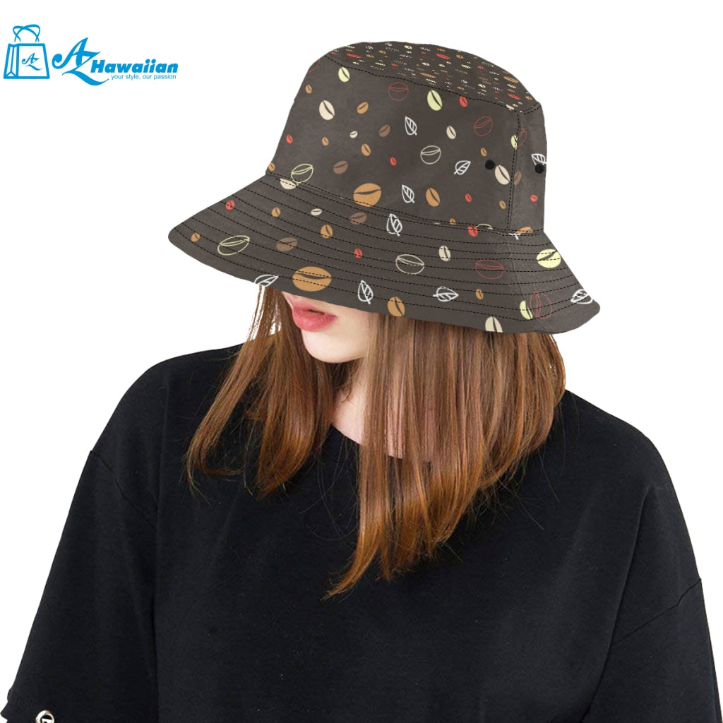 Coffee bean leave pattern Unisex Bucket Hat