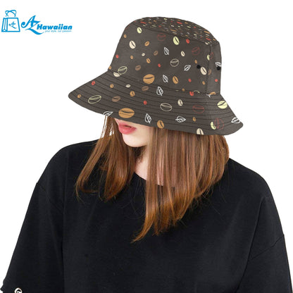 Coffee bean leave pattern Unisex Bucket Hat