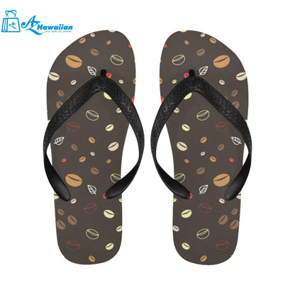 Coffee bean leave pattern Unisex Flip Flops