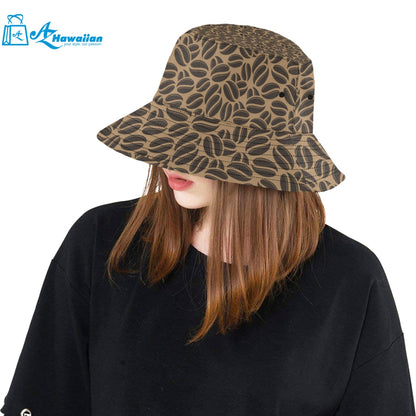 Coffee bean on brown background Unisex Bucket Hat